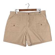Jones Wear Sport womens flap pocket canvas hiking shorts size 16 stretch beige