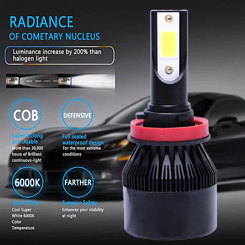 For Infiniti EX35 2008-2010 2011 2012 6X 6000K LED Headlight+Fog Light Bulbs Kit - Image 3 of 4