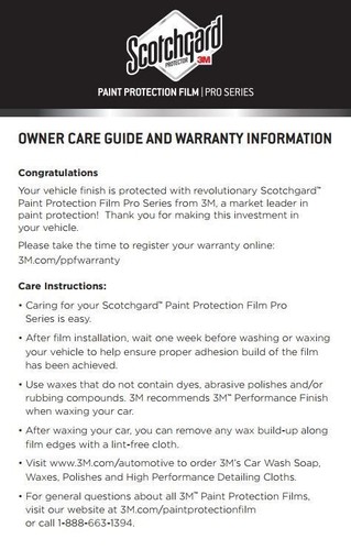 3M SCOTCHGARD PRO PAINT PROTECTION FILM CLEAR BRA FOR 20-22 GENESIS G80 - Picture 6 of 6