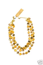 Monet Glass Beaded Goldtone Layered Adjustable Necklace Signed 16" MSRP $42.00 