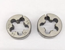 2 Steer 1/2"-24 NS Round Dies 1" OD Screw Adjusting Adjustable Die Carbon Steel