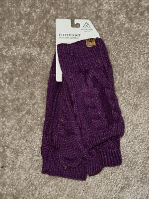 Alpine Design Women's Cozy FITTED PURPLE KNIT POP TOP MITTEN MEDIUM TO LARGE 