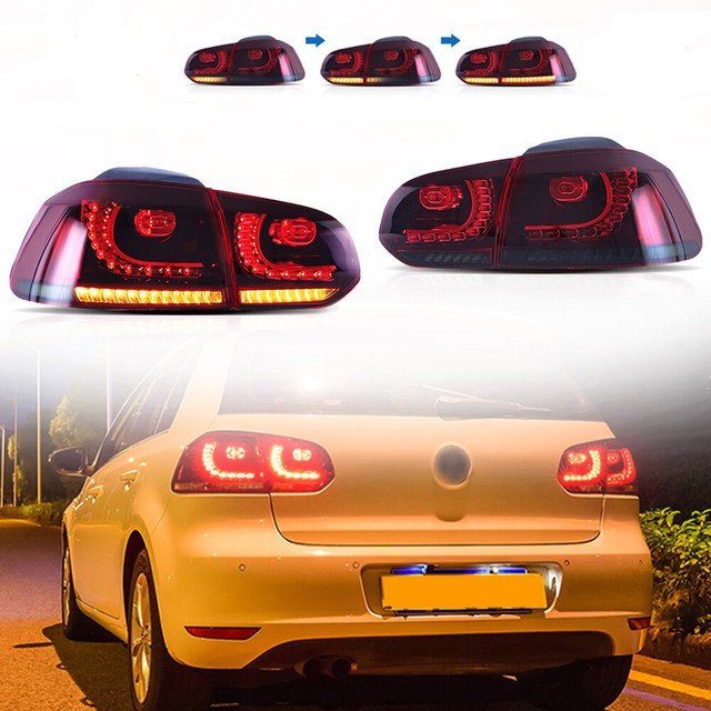 Full LED Tail Case Lights For VW GOLF 6 MK6 20092014 Red Smoked Rear