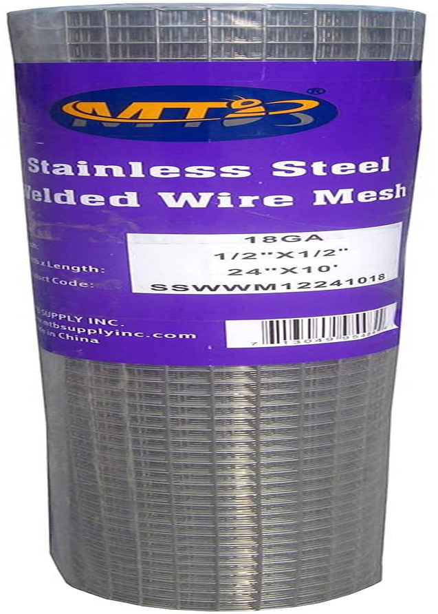 Mtb Ss304 Stainless Steel Welded Wire Mesh 24 Inches X 10 Feet 1 2 Inch X 1 2 Ebay