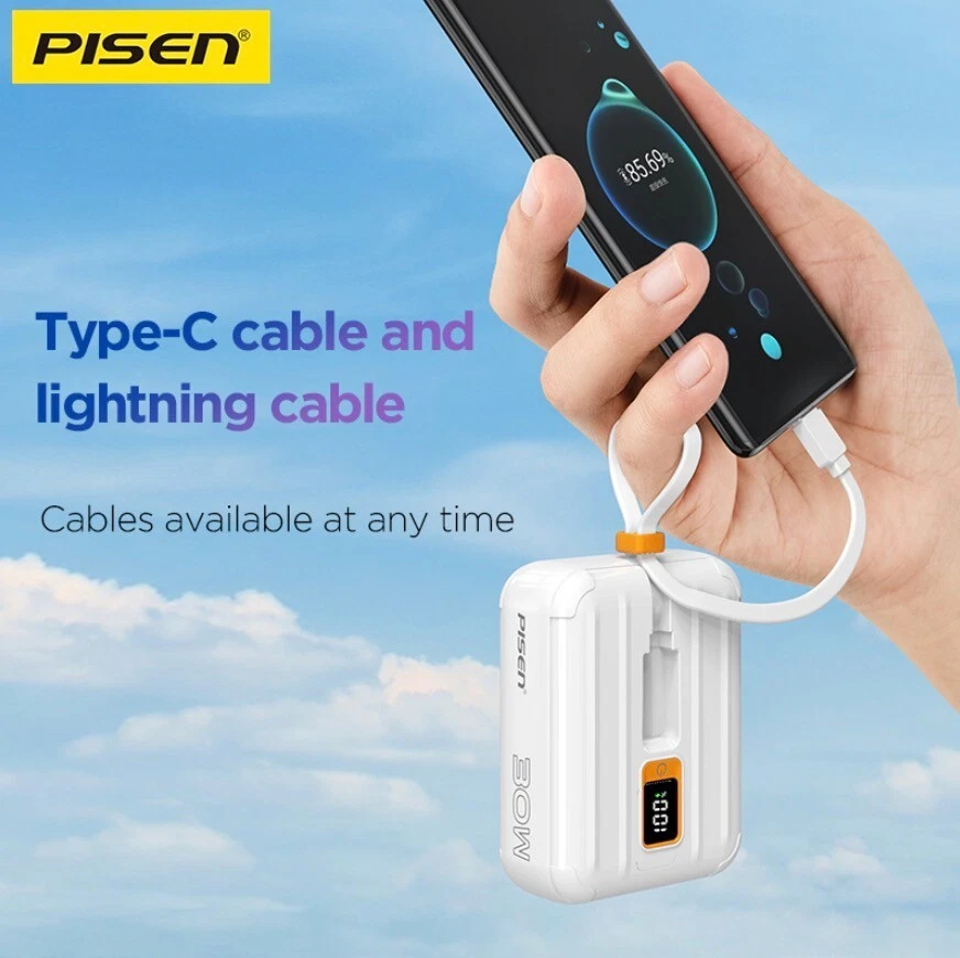 Power Tiny 30W 10000mAh con banco de alimentación de doble cable Foto 3 de 4