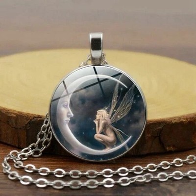 Magical girl Fairy Wings On The Moon Necklace  Pendant OR Keychain in gift box
