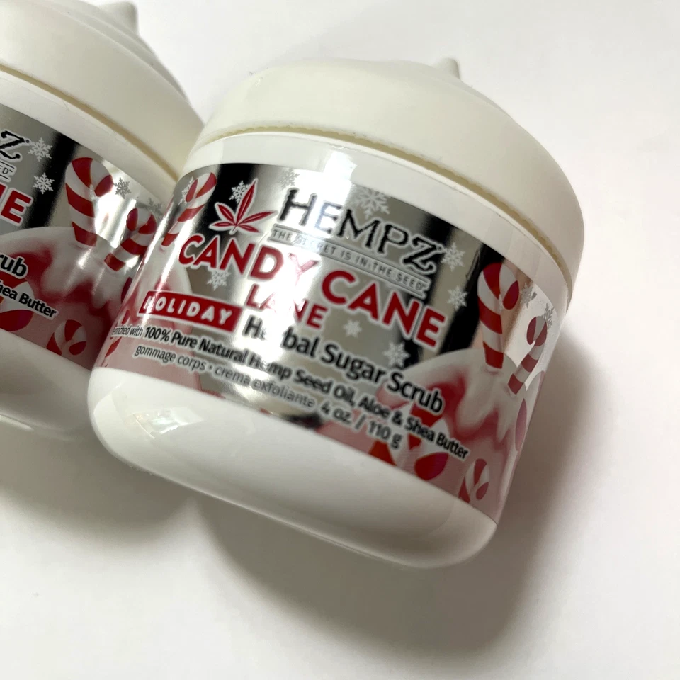 2pc Hempz Candy Cane Lane Herbal Body Scrub 4oz ltd. Edition Peppermint Vanilla - Image 3 of 3