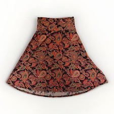 Lularoe Sz M Skirt Black Red Paisley Designs Pleated Lightweight Knee Length