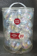 24 Iridescent Fillable Round Ornaments Christmas Holiday Crafts Plastic DIY
