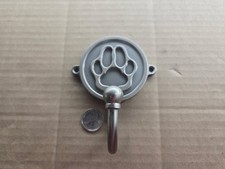 Dog Paw Machined Metal 3 7/8" Leash Wall Hook Mount Hanger
