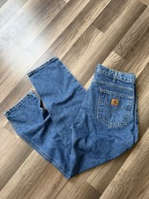 Carhartt Carpenter Jean Men 34x30 B17 DST Blue Denim Relaxed Fit Work Utility