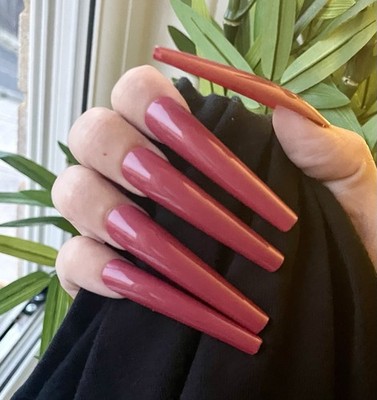 Vintage Pink Super Long 3XL Press On Fake Nails | Reusable 20 Full Cover