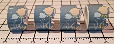 Andre Richard Kensington Napkin Rings Set/4 Blue Tulip Circa Mid 80's Japan VTG