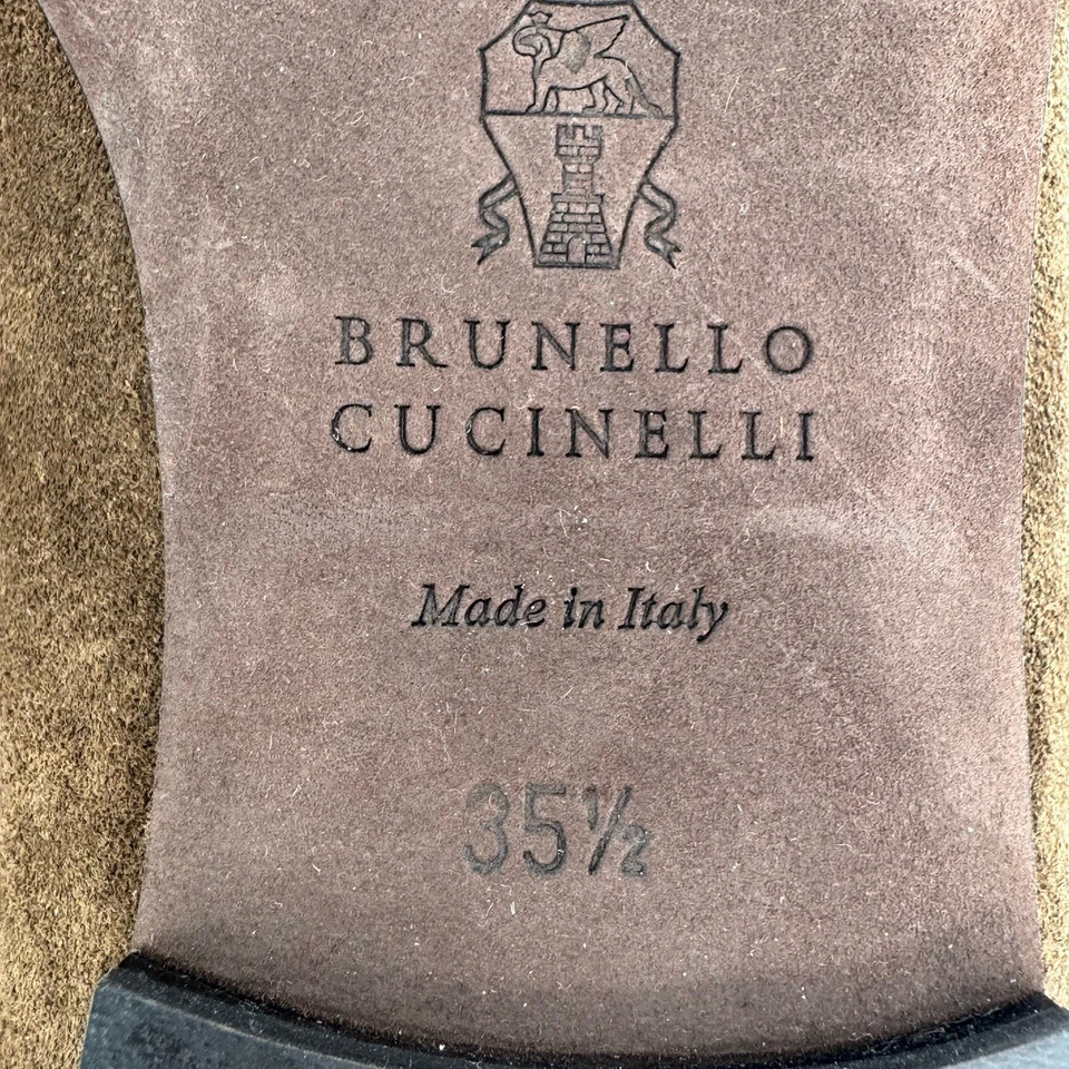 BRUNELLO CUCINELLI женщин замши Monili балерина плоский размер 5,5 шоколад ($995) - Изображение 2 из 4