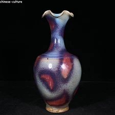 4.8" Chinese antiques Song dynasty jun kiln Rose Purple Spot flower bottleneck