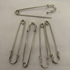 5 X LARGE 10cm SILVER COLOURED ? SAFETY KILT PIN SCARF BROOCH  STITCH Holds Uk 1