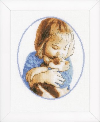 Cross Stitch ''Cat Hugs''. Embroidery Kit Unprinted Сanvas Vervaco