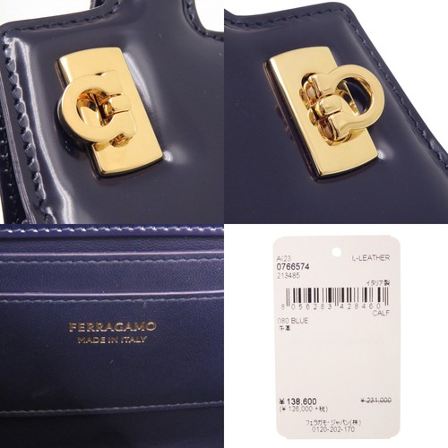 ECHT Salvatore Ferragamo 213485 Gancini Wanda Mini Handtasche blau Leder - Bild 9 von 9