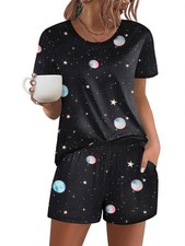 Women's Pajama Sets Short Sleeve Pjs 2 Piece Top and Shorts Sleepwear Comfy S...