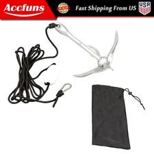 1-Pcs 7.05lb White Marine Kayak Anchor Kit Folding Grapnel Boat Anchor with Claw