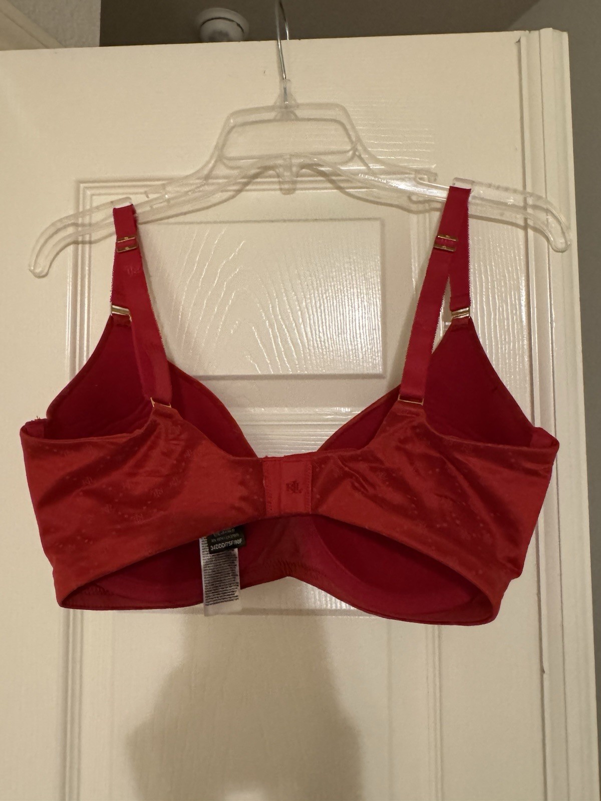 Lauren Ralph Lauren 34DDD RUBY RED Full Coverage T-Shirt Bra logo Print NEW thumbnail 2