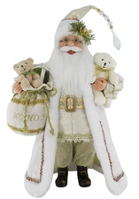 16" Inch Standing White & Gold Ho Ho Ho Santa Claus Christmas Figure Figurine...