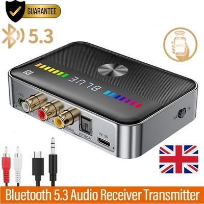 Bluetooth 5.3 NFC Transmitter Empfänger Wireless Audio HiFi Musik Adapter AUX RCA