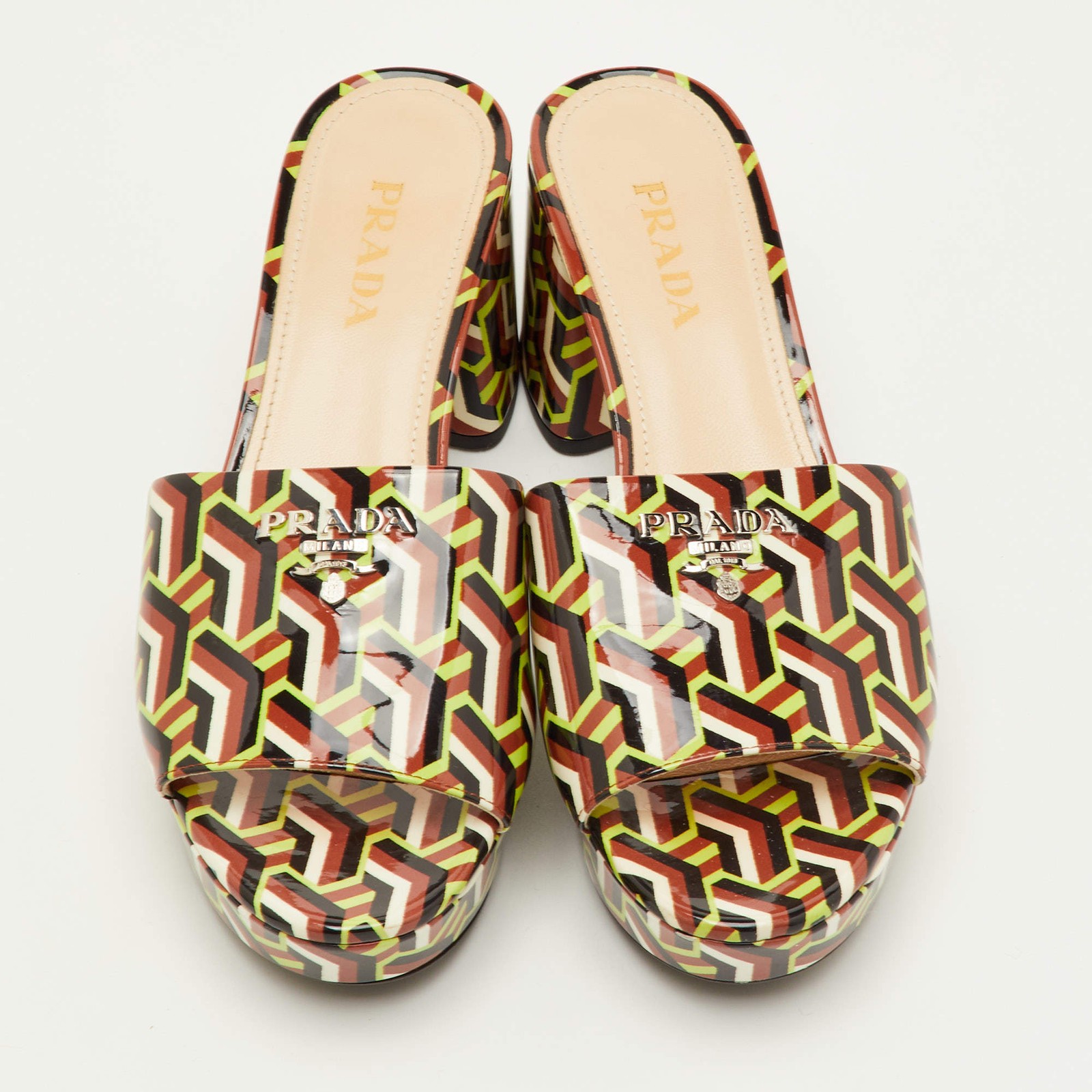 Prada Size 40 Multicolor Pattern Patent Leather P… - image 3