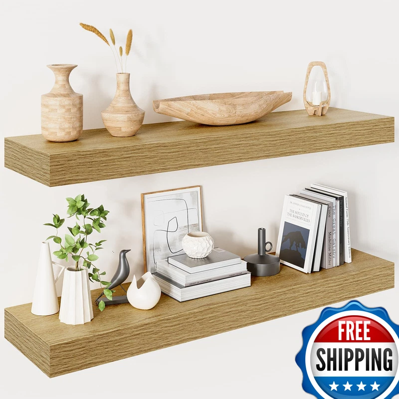Heimlove 32 Inch Floating Shelves For Walloak 9.3 Deep Floating Shelf Set Of