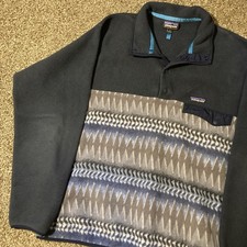EUC 2017 Patagonia Synchilla Fleece Jacket Men  s L Tribal Aztec Blue Snap T
