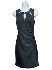 NWT Eliza J Sheath Cocktail Dress Sz 6 Glitter Charcoal Gray Sleeveless Cut Out