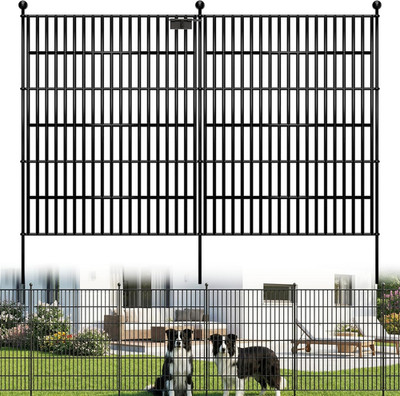 5 Panels No Dig Garden Fence, 40 In(H) X 12.1 Ft(L) Metal Fence Panels, Thickene
