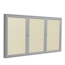 Ghent's Vinyl 36" x 72" 3 Door Enclosed Bulletin Board in Ivory