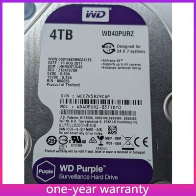 Western Digital 4TB WD40PURZ Purple SATA 6Gb/s 3.5'' Hard Drive