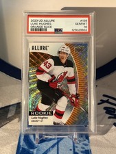 2023-24 Upper Deck Allure Luke Hughes ROOKIE CARD Orange Slice Variant PSA 10