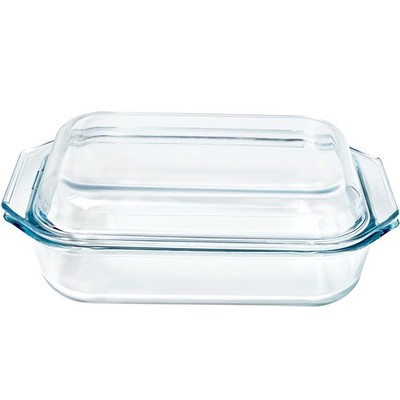 Small 1.4-QT Tempered Glass Casserole Dish with Lid, Rectangular Clear Glass ...