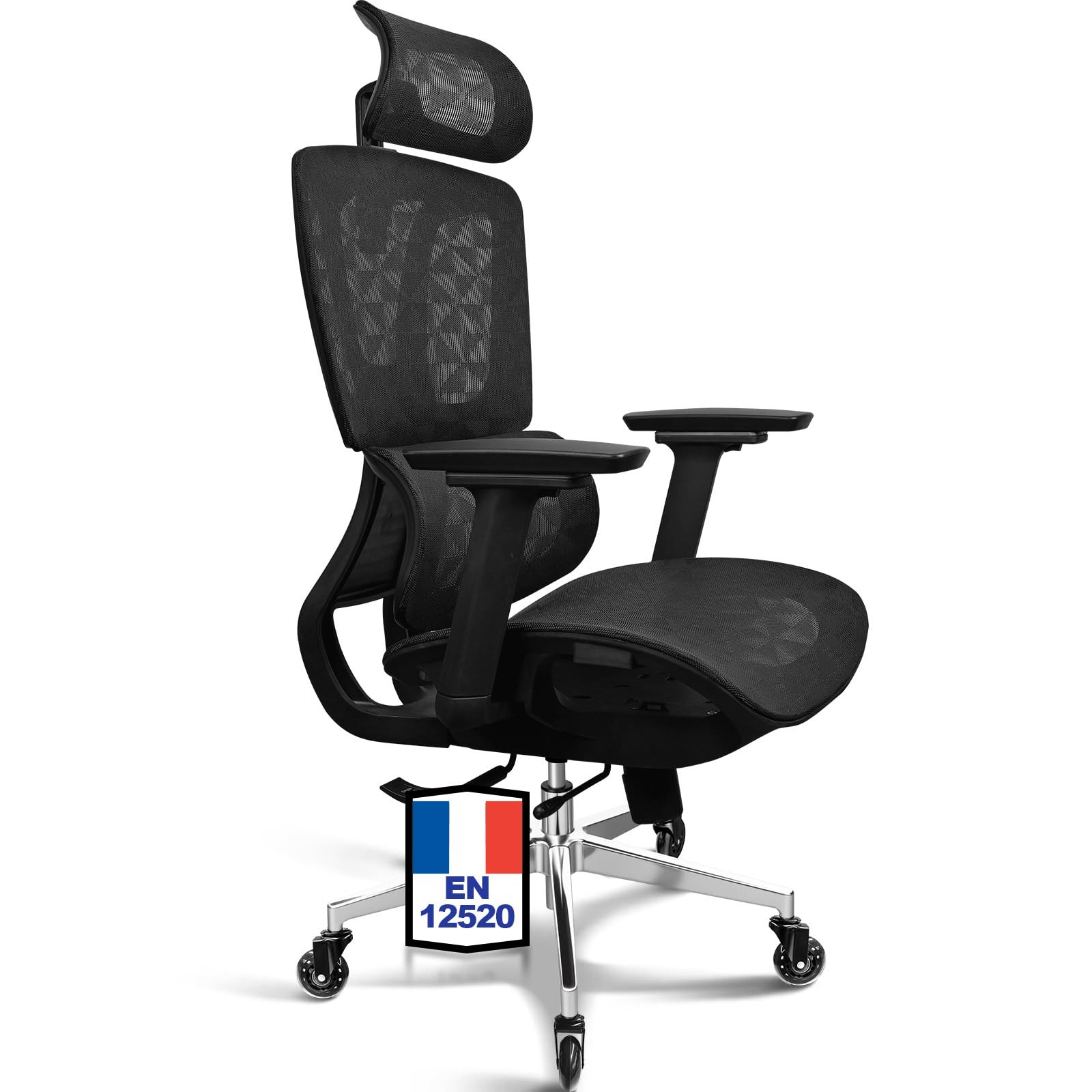 Fauteuil de bureau pour télétravailleur exigeant à réglages tridimensionnels et accoudoirs 4D