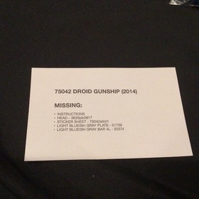 Vintage LEGO Star Wars Set 75042 Droid Gunship (2014) NOT COMPLETE