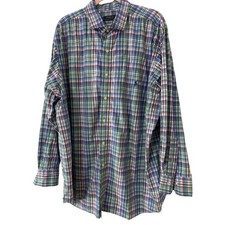 Polo Ralph Lauren Shirt 2XB Big Tall Plaid Long Sleeve Button Down Blue Green