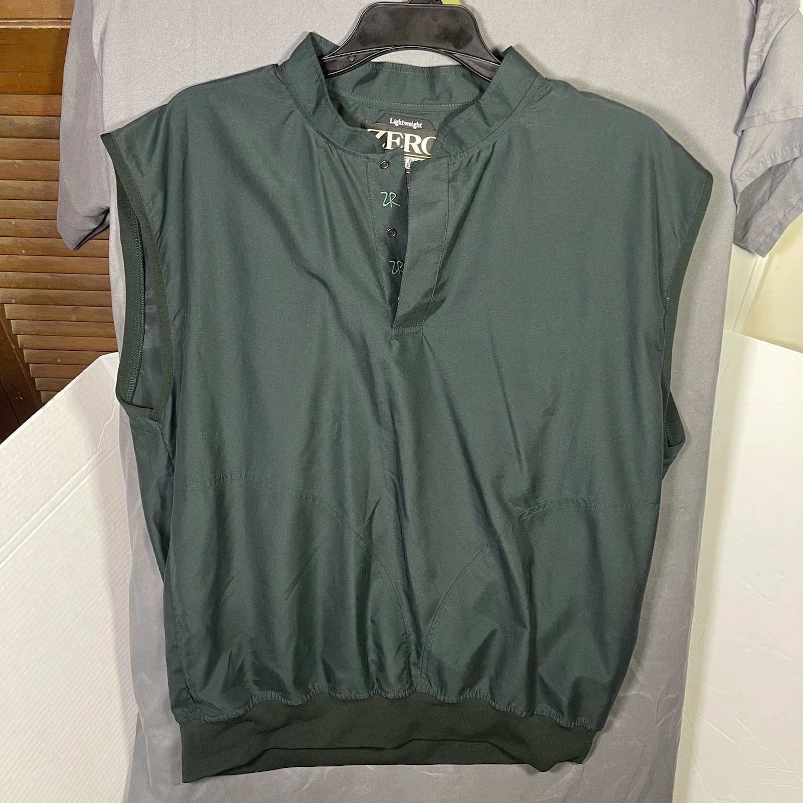 Gilet Zero Restriction Homme Grand L Vert Golf 1/4 Zip Pull Made In USA EUC