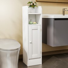 Slim Bathroom Floor Storage Cabinet with Door & Shelves Bathroom Toilet Cabinet