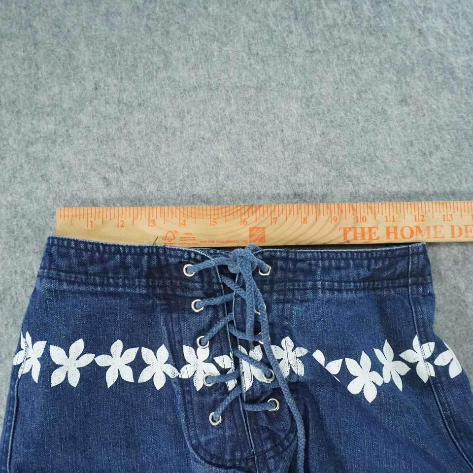 Pantalones Cortos De Colección OP Ocean Pacific Para Mujer Talla 3 24 Cintura Azul Denim Atar Frontal Foto 4 de 4