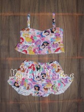 NEW Boutique Princess Snow White Ariel Cinderella Belle Ruffle Bikini Swimsuit