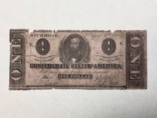 ~ 1863 $1 Confederate States of America - Clay -   April 6, 1863