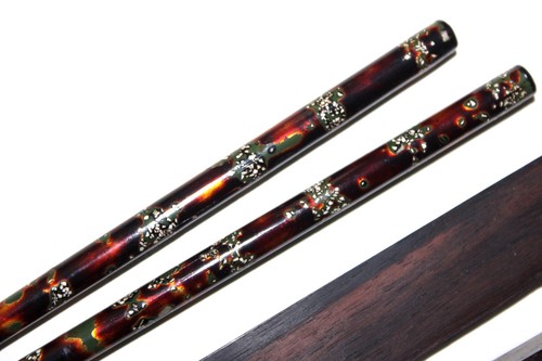 Lacquerware Ebony Wood Chopsticks with Rosewood Holder