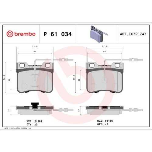 Bremsbelagsatz Scheibenbremse Brembo P61034 Prime Line FüR CitroëN Peugeot-image