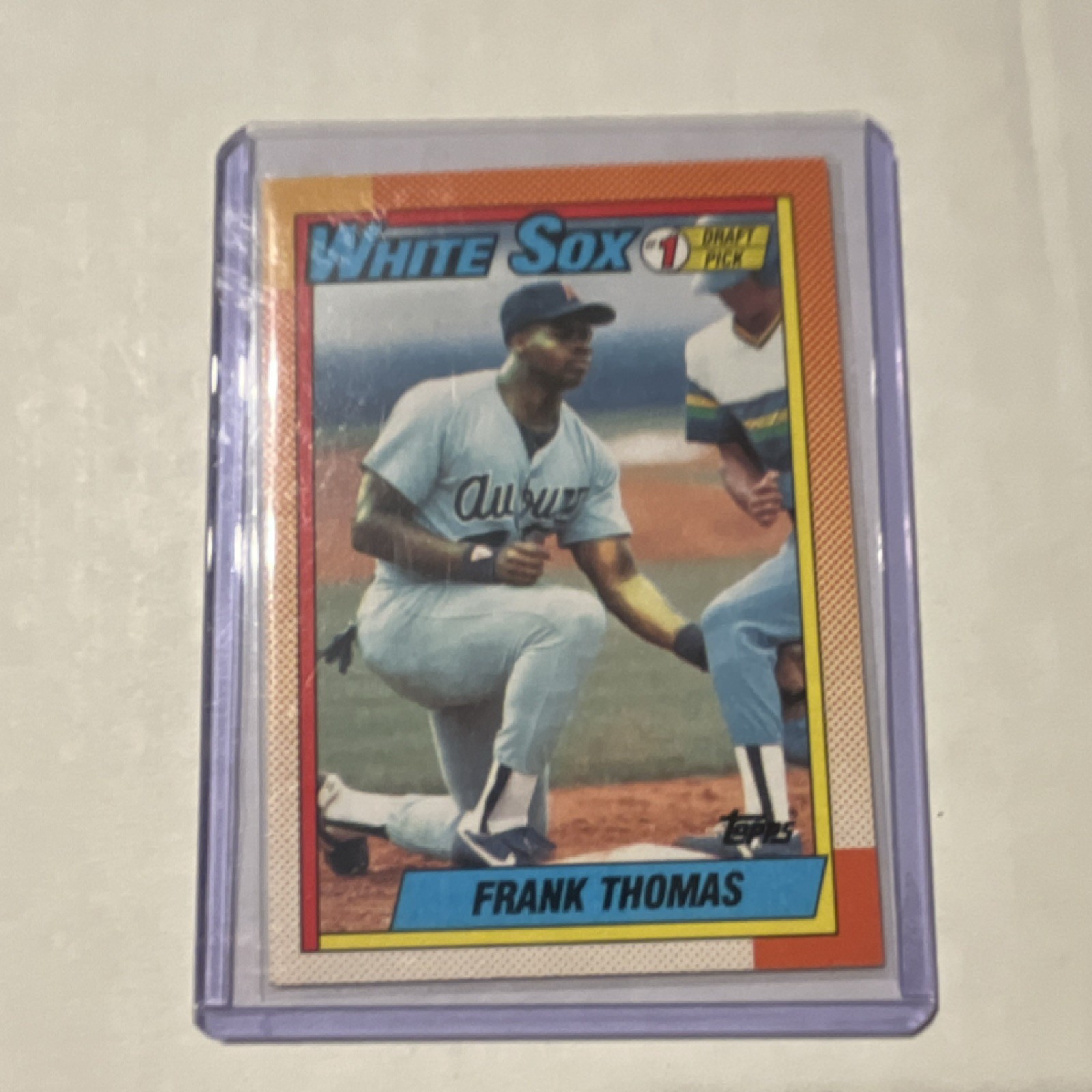 Topps 1990 Frank Thomas Rookie White Sox Name on Front Baseball Card #414