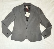 Anne Klein NWT Charcoal Grey Peak Lapel Single Button Blazer Women s Size 8