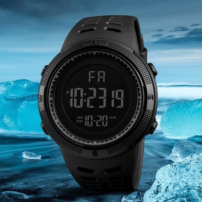 Men's Digital Sports Watch Waterproof Alarm Stopwatch Luminous 50mm
