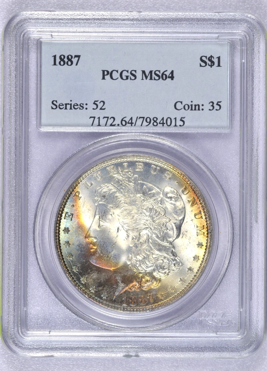1887年 MORGAN SILVER DOLLAR アメリカPCGS MS64 25+ PCGS Certified MS 64 Graded 1887 Year Morgan US Dollars (1878